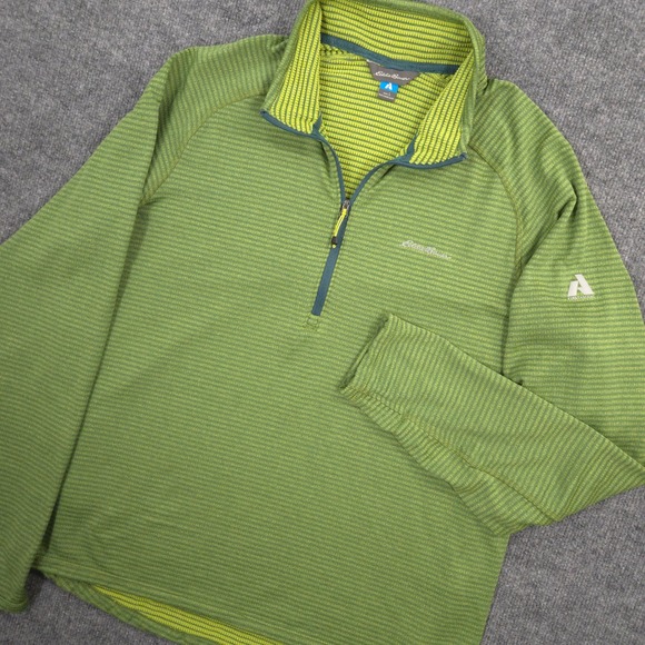 Eddie Bauer First Ascent High Route Grid Air 1/4 Zip Mens L Green Performance - Picture 1 of 8